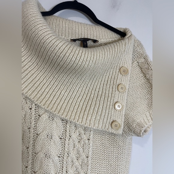 BCBG MaxAzria Sweater Size Large Cream Chunky Knit Short Sleeve Top - Picture 5 of 11